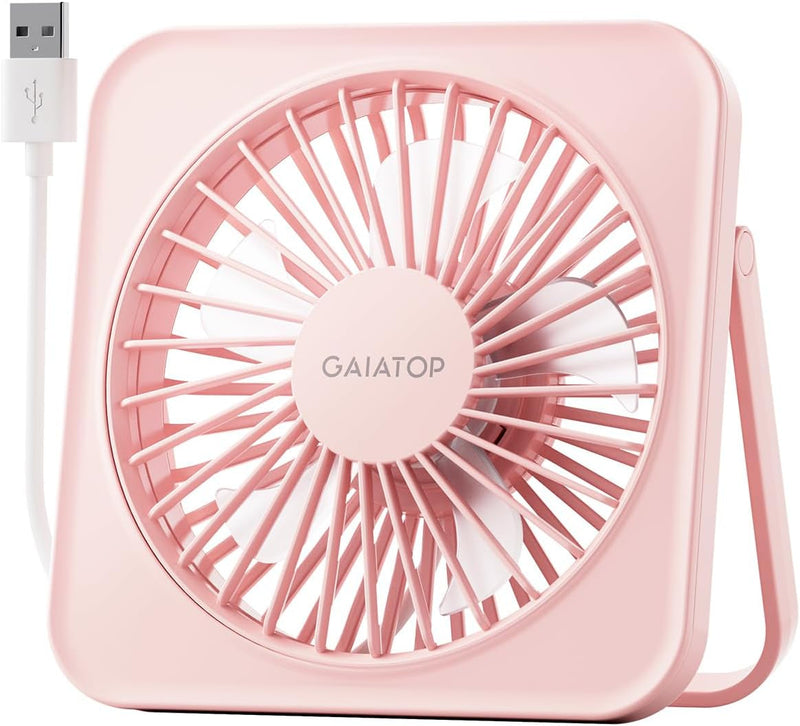 Gaiatop USB Desk Fan, 5 Inch Personal Fan Small Portable Table Fan with 180° Tilt Folding and 3 Speeds, Strong Wind Ultra Quiet Personal Cooling Fan for Office Home Bedroom Desktop Travel