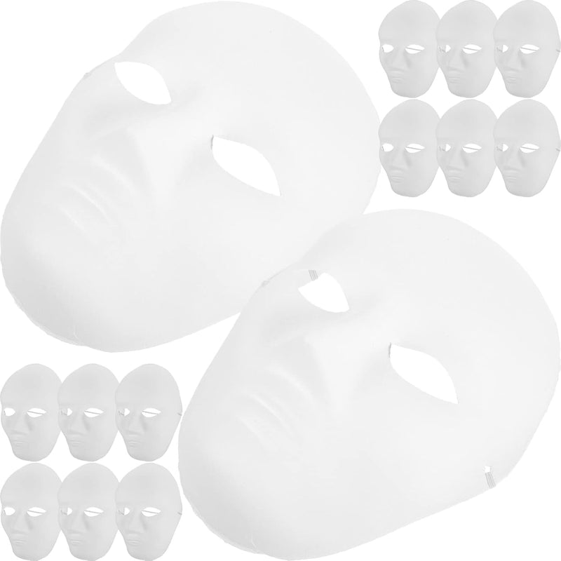 Amosfun 24Pcs DIY Mask Blank Painting Male Full Face Mask for Halloween Ghost Cosplay Masquerade Hip Hop Dance Party Favors