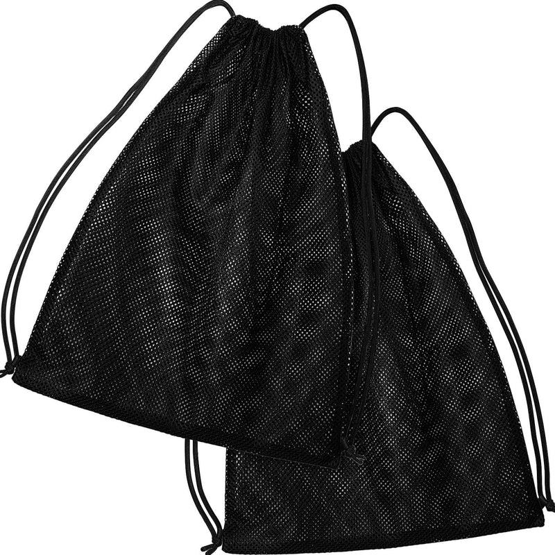 Frienda Mesh Drawstring Backpack Bag Multifunction Mesh Bag for Swimming, Gym, Clothes (Black) One Piece