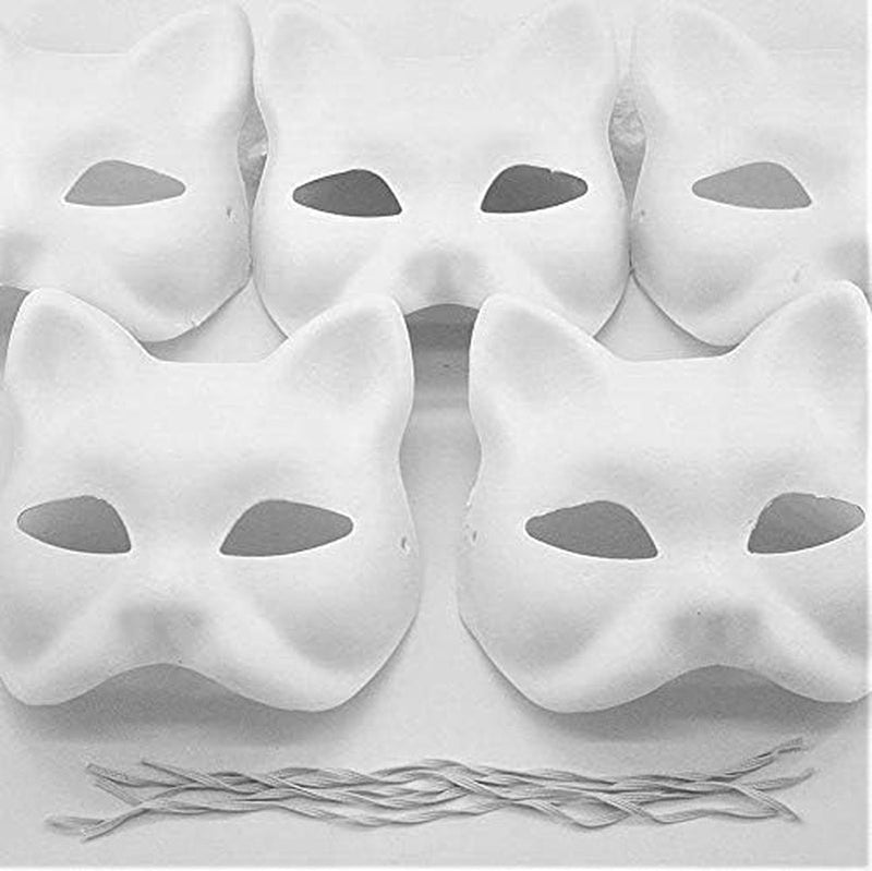 Cat Masks | 10 Pack | Mask Painting for Kids | Arts & Crafts for Children - Boys or Girls - Halloween | Party Favor | Fall Classroom Activity