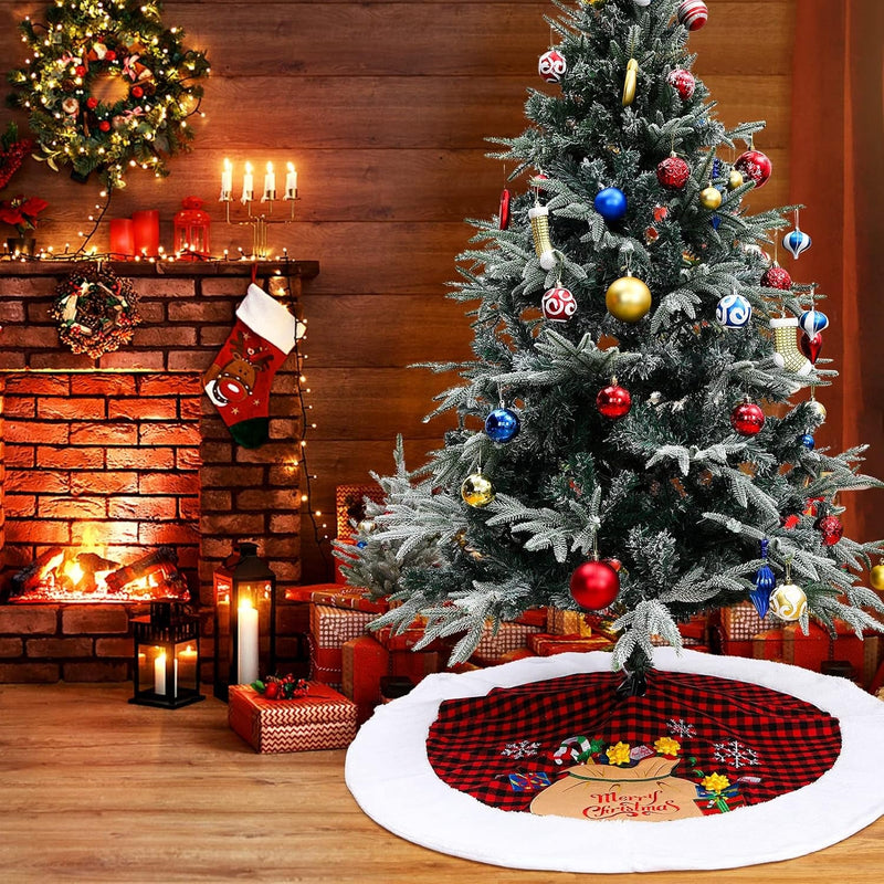 48 Inch Christmas Tree Skirt Decoration for Merry Christmas Party Faux Fur Christmas Tree Skirt Decorations