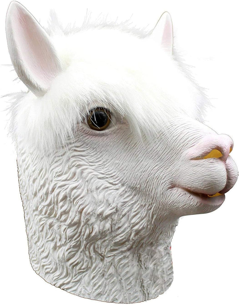 Creepyparty Animal Mask Costume Novelty Halloween Costume Party Latex Animal Head Mask Alpaca Mask White (Llama)