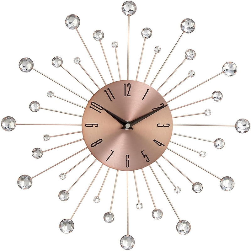 Deco 79 Metal Starburst Decorative Wall Clock Wall Clock for Home with Crystal Accents, Wall Clock for Room 15" X 2" X 15", Silver