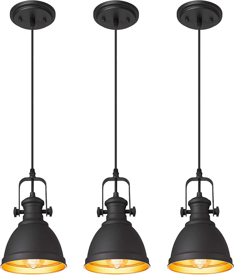 Black Pendant Light, 6.5" Hanging Light Fixtures, Pendant Lighting for Kitchen Island Bar Restaurant Entryway, AD-2151-1P