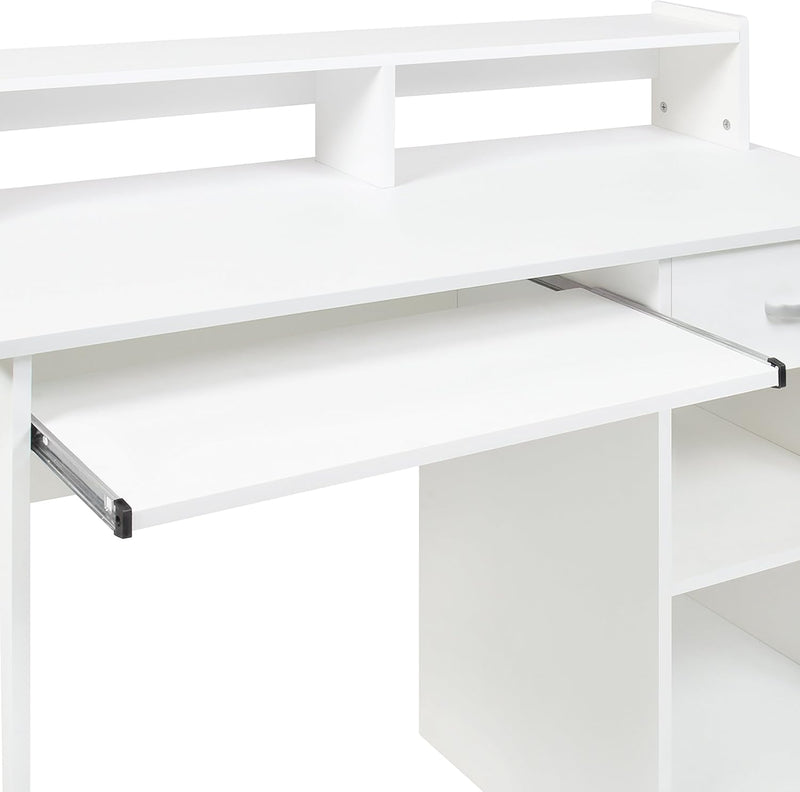 Best Choice Products Commercial Home Computer Laptop Work Station Desk Table W/Removable Shelf Divider, Open Back for Home, College, Office - White