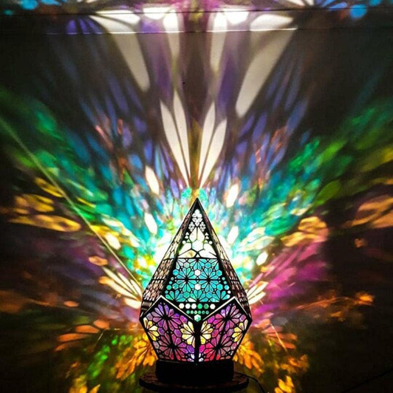Bohemian Decorative Floor Lamp,Turkish Table Lamp Colorful Lights,Colorful 3D Prismatic Table Bedside Lamp for Party Holiday, Wedding, Night Light for Living Bedroom Room