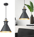 Emliviar 1-Light Hanging Lamp for Bedroom 10.5 Inch, Industrial Pendant Lights Kitchen Island in Black Finish, Dome Metal Lampshade, YSE2MIL BK