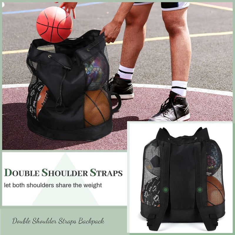 Extra Ball Bag,Large Mesh Equipment Bag Black, Soccer Ball Bag with Adjustable Shoulder Strap,600D Oxford Cloth Mesh Sports Bag for Holding Soccer/Football/Volleyball(Holds 5 Soccer Balls)