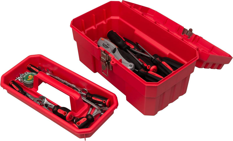 Akro-Mils 09514 Probox Plastic Toolbox with Removable Tray for Tools, Hobby or Craft Storage, 14-Inch X 8-Inch X 8-Inch, Red