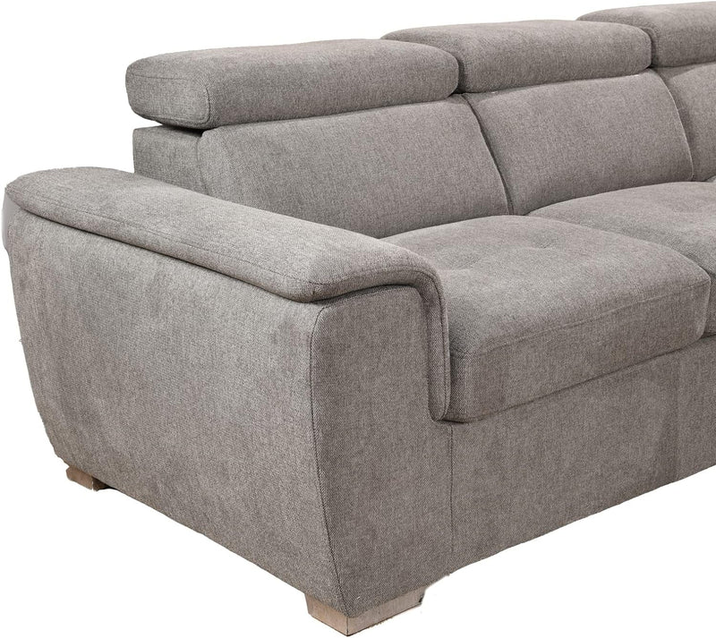 125'' U Shaped Sectional Sleeper Sofa with Pull Out Bed, Storage Chaise Lounge, and Adjustable Headrest, Oversized Sectional Couches for Living Room - Belfast Light Grey