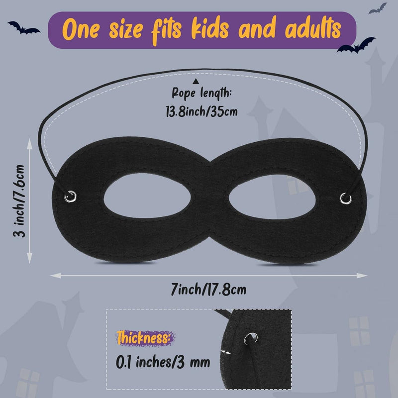 60 Pcs Black Felt Eye Masks Halloween Costumes Masquerade Half Mask Bulk Hero Cosplay Adjustable Dress up Masks for Men Women Kids Party