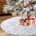 Alynsehom Christmas Tree Skirt, Large White&Gold Bronzing Luxury Faux Fur Tree Skirt Soft Thick Plush Xmas Tree Skirt for Family Holiday Christmas Party Tree Decorations(Gold,36Inch/90Cm)