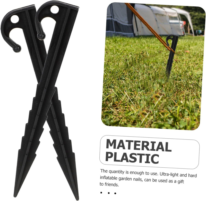 BESPORTBLE 25Pcs Garden Nails Camping Tent Inflatable Tents Beach Tents Tent Stakes Ground Anchors Camping Fixed Stake Tent Accessory Tarp Camping Accessories Abs Tent Stake Plastic Black