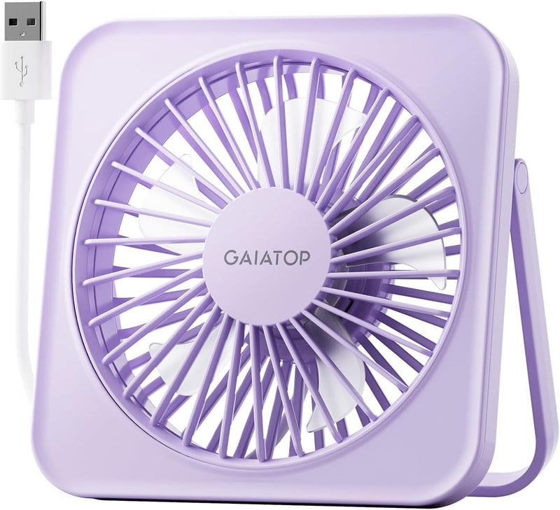 Gaiatop USB Desk Fan, 5 Inch Personal Fan Small Portable Table Fan with 180° Tilt Folding and 3 Speeds, Strong Wind Ultra Quiet Personal Cooling Fan for Office Home Bedroom Desktop Travel