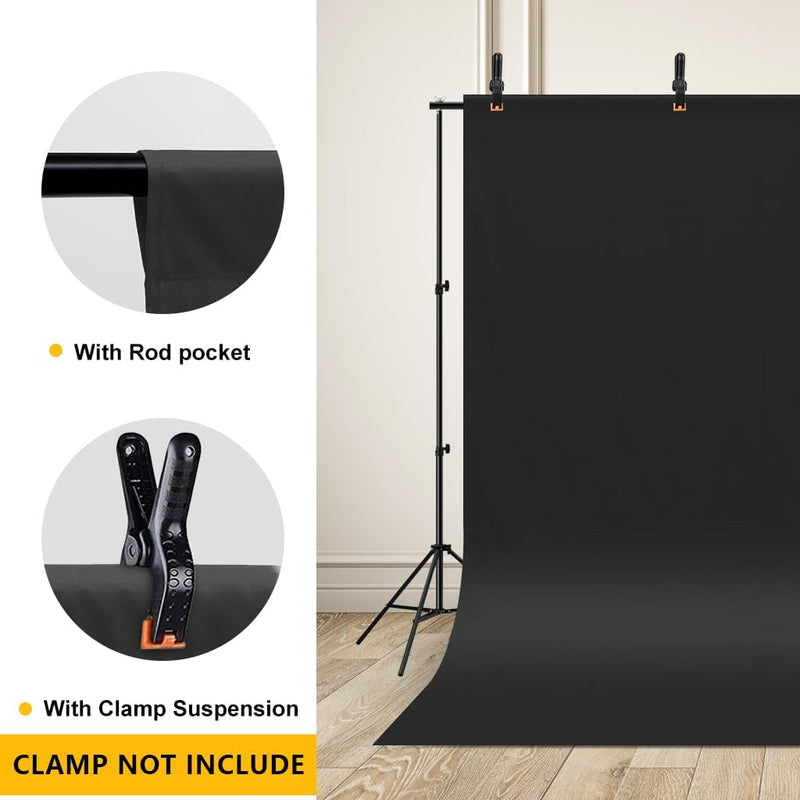 10X20Ft Black Backdrop for Photography, Pure Polyester Black Photo Booth Backdrop Collapsible Black Screen Curtain with for Portrait Photoshoot, Party and Video