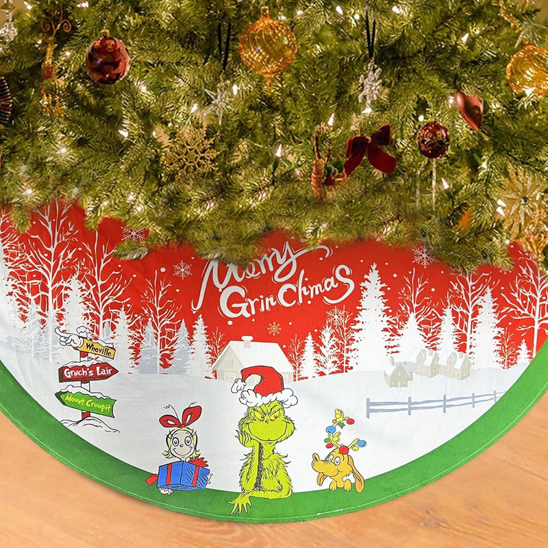 Christmas Tree Skirt Collar 48 Inch, Soft and Funny Farmhouse Christmas Tree Decor Xmas Holiday Decoration