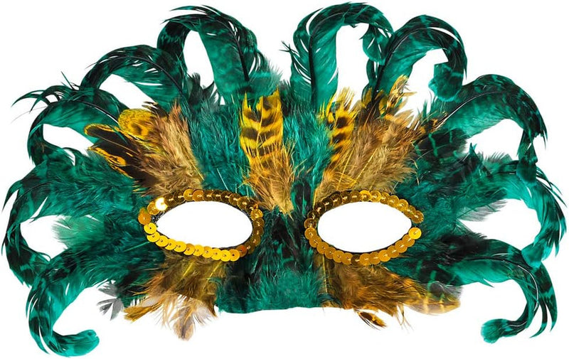 Bedwina Mardi Gras Masks - (Pack of 50) Bulk Carnival Masquerade Mask Costume Party Supplies, Feather Mardi Gras Decorations for Women, Men and Kids