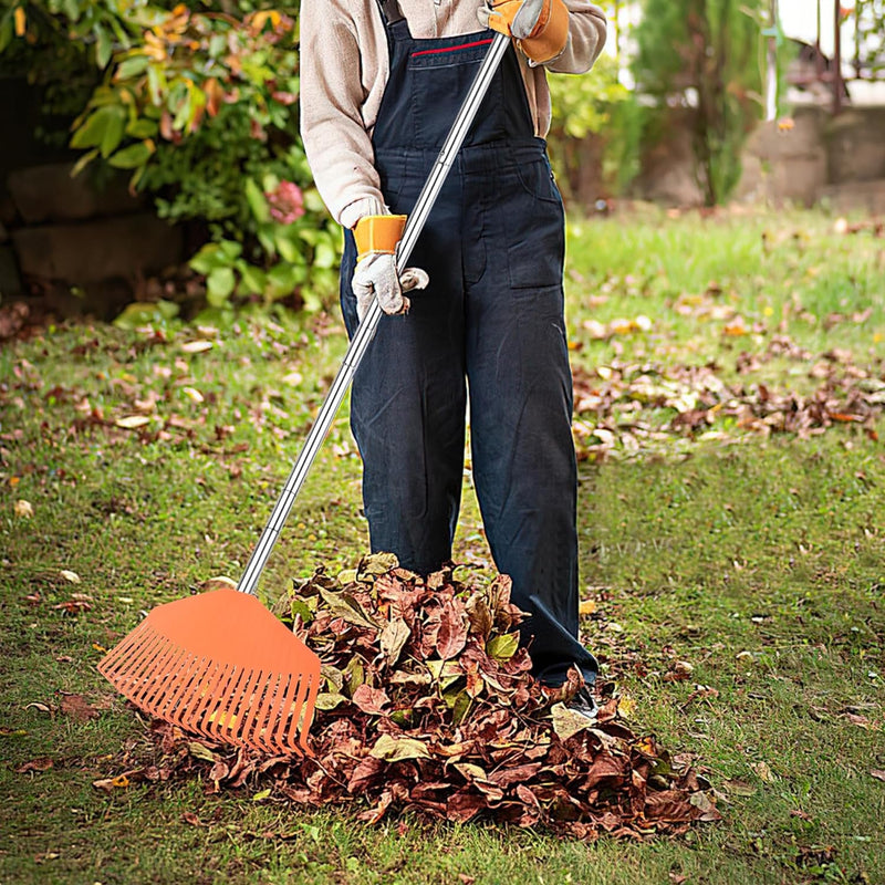 Garden Rake, Rake for Lawn, Rakes for Gardening, Sturdy Non-Slip 25 Plastic Tines 57.2 in Long Adjustable Handle Large Leaf Rake, Compact Rake for Garden, Yard，Collecting Leaves