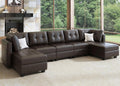 HONBAY Modular Sectional Couch with Storage Faux Leather Convertible Modular Sectional Sofa U Shaped Couch with Ottomans and Chaises Faux Leather 7-Seater Sectional Sofa for Living Room, Brown