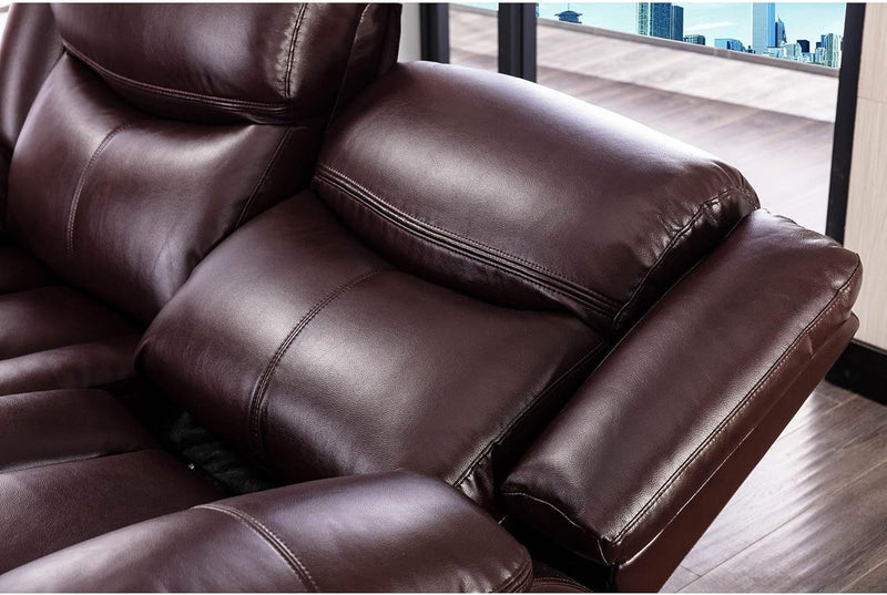 Familymill Breathable Leather Manual Reclining 3-Seat Sofa for Living Room