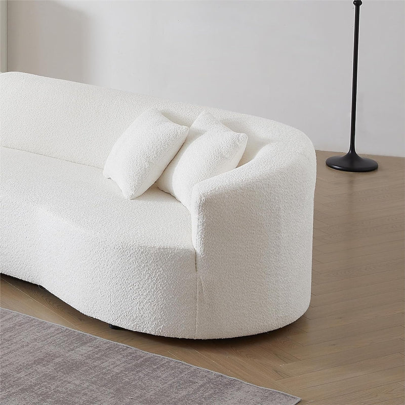 120.07'' Modern Sofa Curved Sofa & Couch for Living Room L-Shape Couch Luxury Sectional Sofa Oversized Minimalist Style Comfy Couch Sleeper Apartment Reception Space Left Chaise White