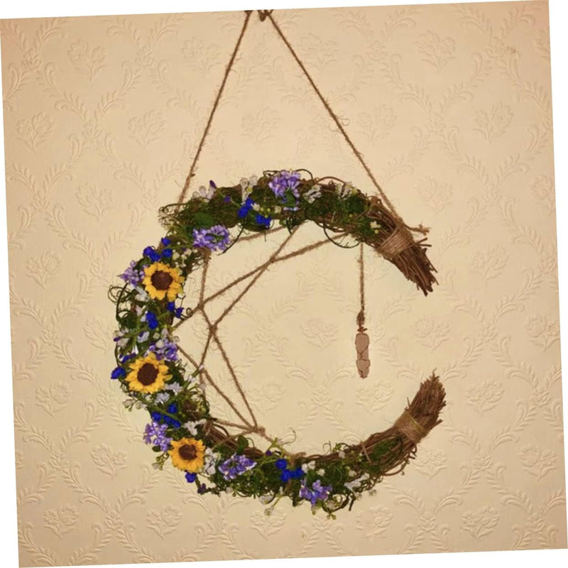 BESTOYARD 6 Pcs Rattan Garland Crescent Moon Grapevine Wreath Moon 8 Inch Garland Wedding Hanging Wreath Miniture Decoration Wedding Decorations Vine Branch Rattan Modeling Artificial Flower Iron