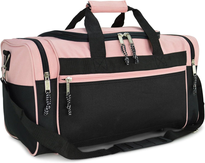 DALIX 21" Blank Sports Duffle Bag Gym Bag Travel Duffel with Adjustable Strap in Pink