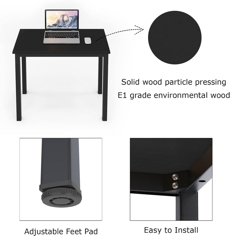 Dlandhome 63 Inch Computer Desk Home Office Table Writing Desk Study Table Gaming Desk Workstation, Black