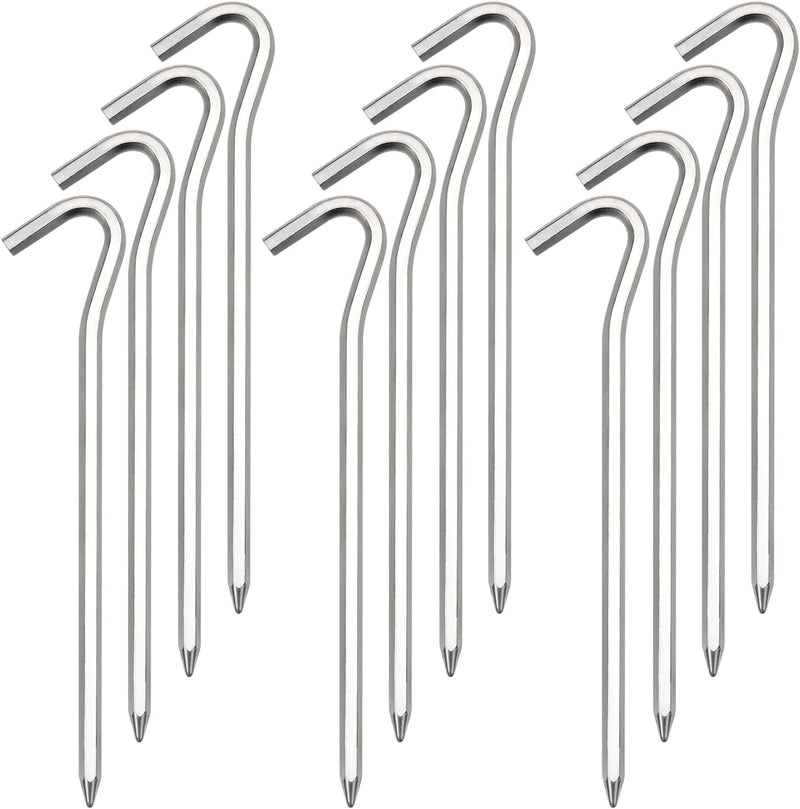 12/24/48/96 Pack Tent Pegs, Aluminum Tent Stakes Pegs with Hook, 7" Hexagon Rod Lightweight Canopy Stakes Pegs for Camping, Canopy, Outdoor Decoration(7", 12 Pack)