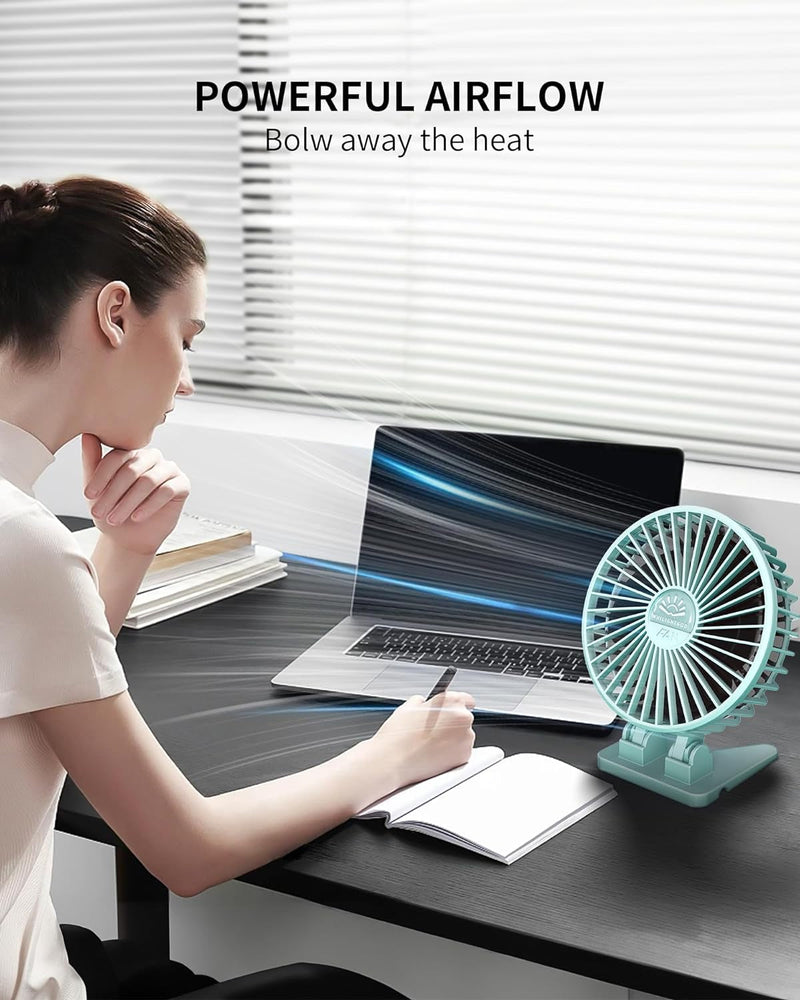 2Pack Desk Fan, USB Fan for Desk, Mini Desk Fan, 3 Speed Rotation Strong Wind, Protable Small Desktop Cooling Fan, Quite Mini Personal Fan for Home Office Table Bedroom Travel Curise(Apple Green)