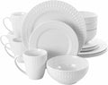 Elama Service for Four 16 Piece Porcelain Dinnerware Set, White-Round 1