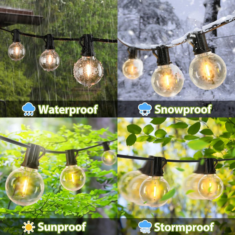 120FT Outdoor String Lights, Waterproof outside Patio String Lights with 62 Shatterproof Dimmable G40 LED Globe Bulbs, Connectable Hanging Lights for Porch Backyard Garden House Party Wedding Bistro