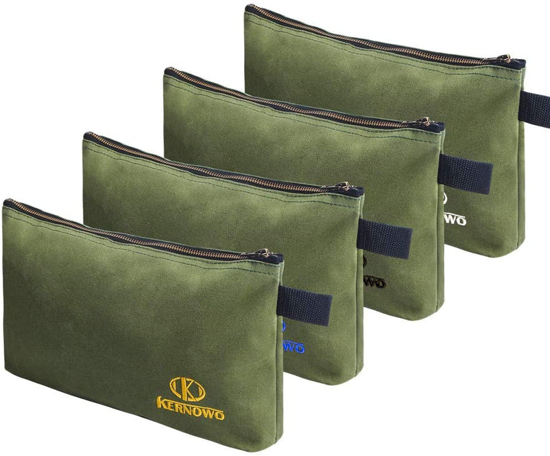 4 Pack Upgrade Zipper Canvas Tool Pouch, 20 Oz Heavy Duty Tool Bag, Water Resistant Utility Tools Organizer, 12.75 X 8 X 2.25 Inch Spacious Storage Pouches with Dependable Brass Zippers by KERNOWO