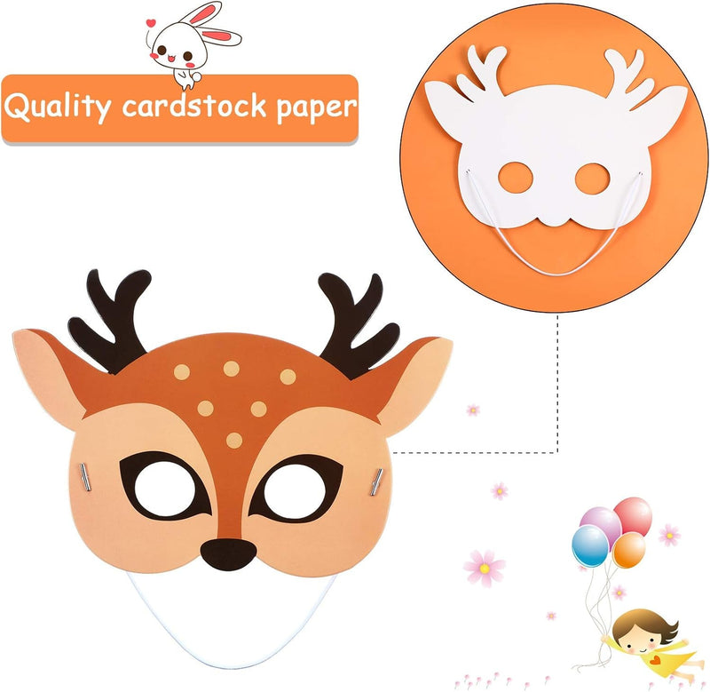 Blulu 12 Piece Kids Animal Masks Forest Friends Animals Cartoon Masks Jungle Woodland Animals Theme Costume Party for Animal Birthday Party Halloween Masks Dress-Up Party Favors Decoration Supplies