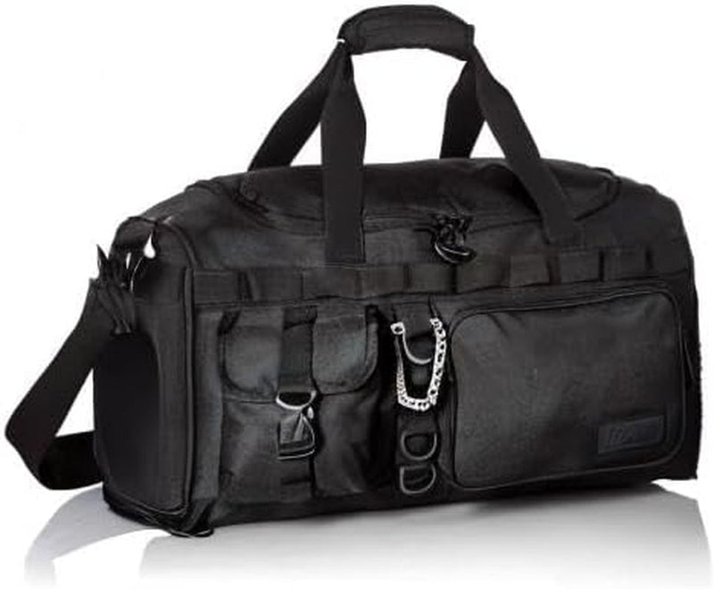 Fitdom 20" 32L Tactical Black Gym Duffle Bag with Shoe Compartment. Best Workout Bag for Men & Women. Black Gym Bag Is Great for Basketball, Soccer & Other Sports as Well as Weekender & Overnight Bag