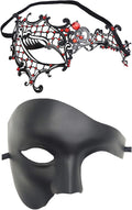 Awlsyj Couples Masquerade Mask Metal Roman Venetian Halloween Mardi Gras Costumes Party Ball Prom Mask