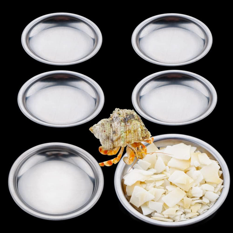 6 Pcs Hermit Crab Food and Water Bowl, Tiny Stainless Steel Feeding Dish for Hermit Crab Cricket Snail Insect