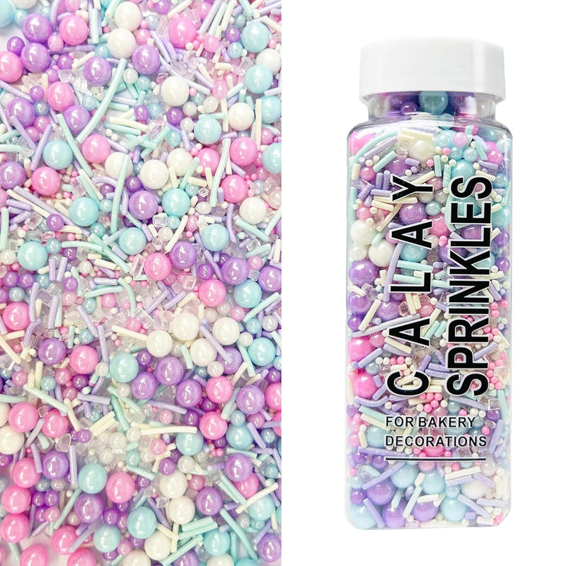 Edible Pink Purple Blue White Sprinkles Mix, Perfect for Cake Decorations, Baking, Cookies, Cupcake Decorating Ice Cream Toppings Celebrations Shaker Jar Wedding Shower Party Christmas Supplies