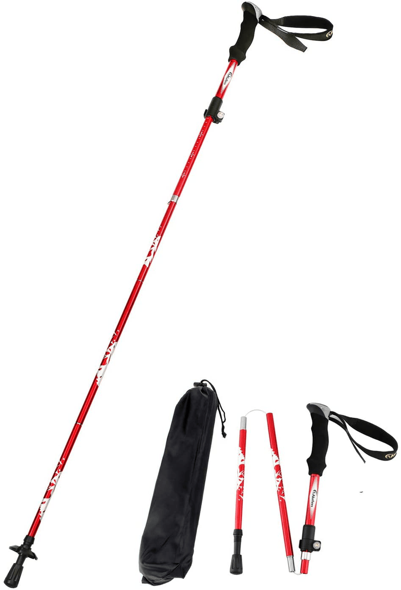 A ALAFEN Aluminum Collapsible Ultralight Travel Trekking Hiking Pole for Men and Women Sporting Goods > Outdoor Recreation > Camping & Hiking > Hiking Poles A ALAFEN Red 1 PC(1 Pole) 