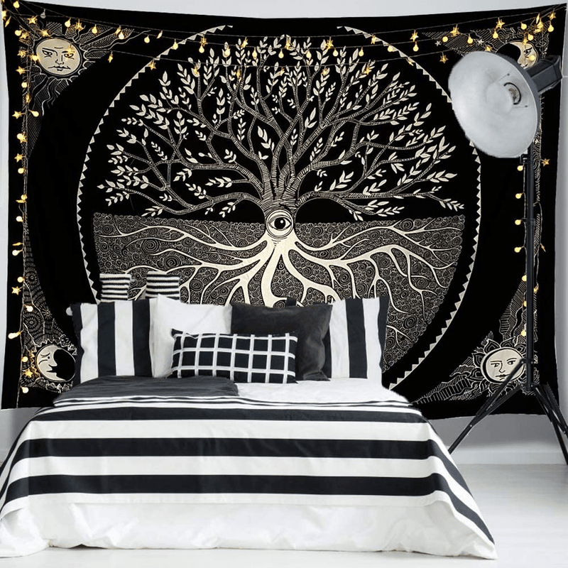 A AMEBAY Black and White Tapestry for Bedroom, Tree of Life Sun and Moon Tapestry Wall Hanging 80" 60" Home & Garden > Decor > Artwork > Decorative TapestriesHome & Garden > Decor > Artwork > Decorative Tapestries A AMEBAY   