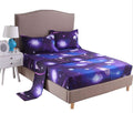 A Nice Night Galaxy 3D Printing Bed Sheet Bedding Set, Soft Microfiber Fitted Sheet Set, Galaxy Themed Sheets 4 Pcs Flat Sheet& Fitted Sheets with 2 Pillowcases(Blue, Full) Home & Garden > Linens & Bedding > Bedding A Nice Night Purple Full 