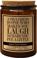 A True Friend – Funny Candles with Sayings for Best Friends, Women, Thank You Candle, Funny Gifts for Friends, Sister, Bride, Friendship Gifts , Birthday Candle Gift, Funny Gifts, Bestie, Girlfriend Home & Garden > Decor > Home Fragrances > Candles Cedar Crate Market Amber  