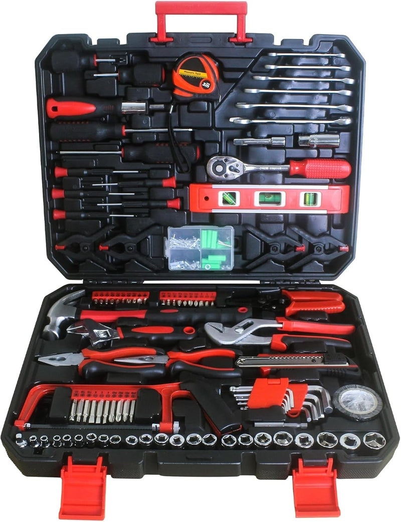 238Pcs Craftsman Tool Set, Mechanic Tool Set with Wrench, Tape Rule, Hack Saw, Claw Hammer Etc, Auto Repair Tool Kit with Plastic Toolbox Storage Case Craftsman Tool Set