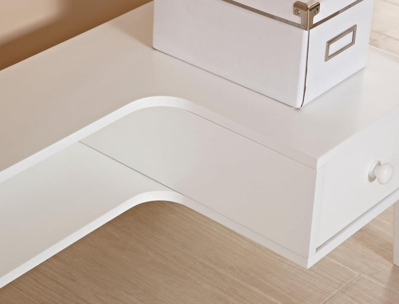 Home Office Desk with Drawers, 46" Wide, White