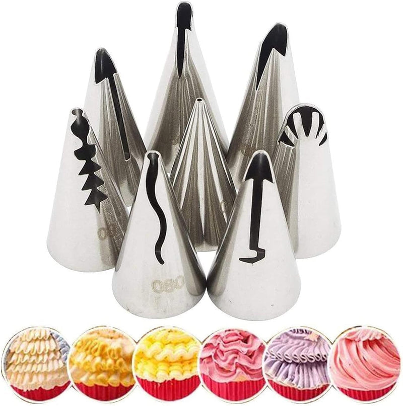 4 PCS Large Piping Tips Set - Grade Stainless Steel Big Piping Nozzles Kit for Pastry Cupcakes Cakes Cookies Decorating Supplies Baking Set