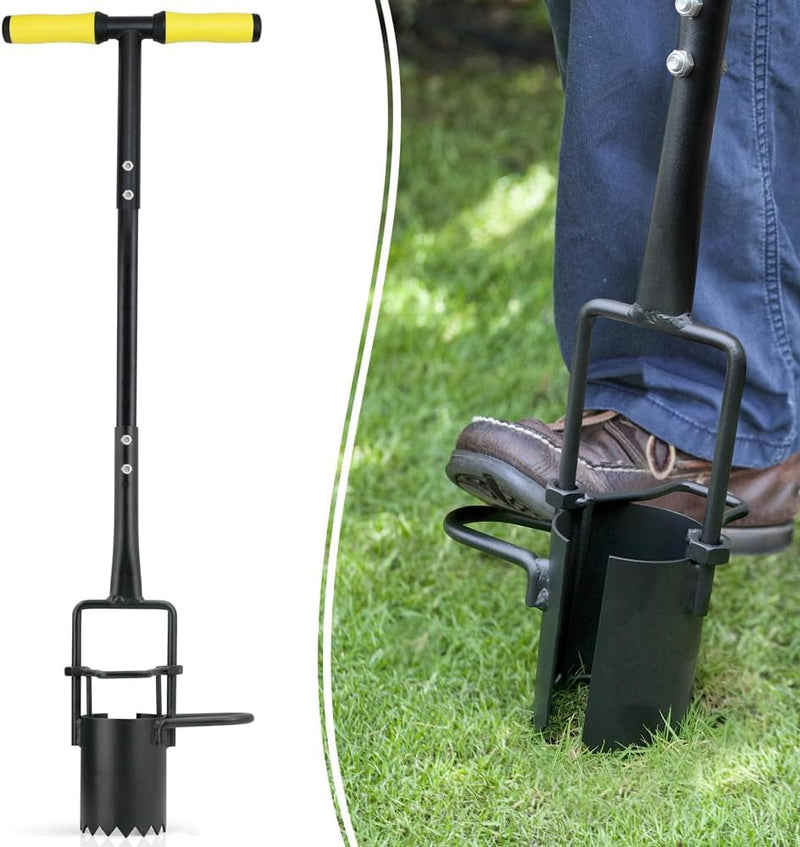 Colwelt Bulb Planter Tool Long Handle, Serrated Base Gardening Bulb Transplanter with Soft Grip, Heavy Duty Long Handled Bulb Planter Sod Plugger for Digging Holes to Plant Tulips, Iris, Daffodils