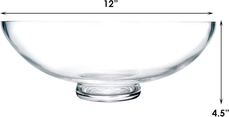 CYS EXCEL Glass Decorative Footed Bowl (H:4.5" D:12") | Fruit Display Bowl | Terrarium Bowl | Compote Vase Kitchen Table Centerpiece | Footed Pedestal Bowl