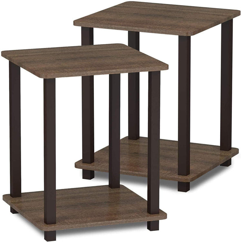 Furinno Simplistic Set of 2 End Table, 2-Pack, Amber Pine/Black