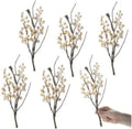 Factory Direct Craft Pack of 6 Artificial Twig and Cream Berry Picks - Decorative Branch Picks for Christmas Tree Decoration, Wreaths, Flower Arrangements and DIY Crafts