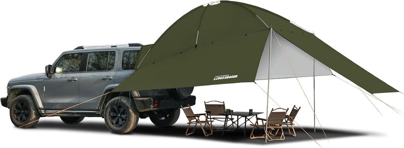 Car Tent Universal SUV Tailgate Awning for Hatchback Van UPF 50+ Large Capacity Camping Accessories。 (Military Green)